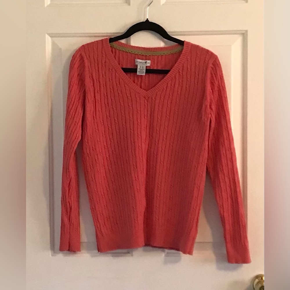 Caribbean Joe woman’s long sleeve coral cotton sweater